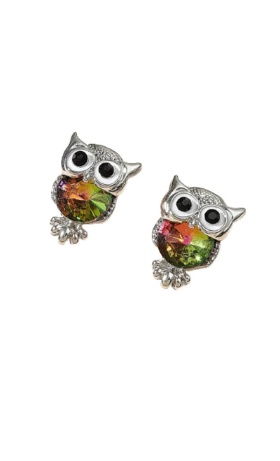 Women Owl Design Fuchsia Stud Earring