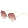 Clearview Women Brown Slim Rimless Fashion Sunglasses