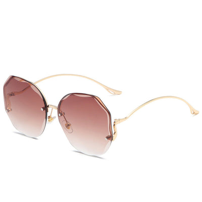 Clearview Women Brown Slim Rimless Fashion Sunglasses