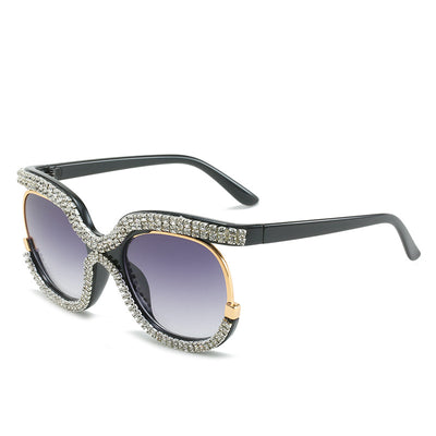 Diamond Bling Women Beige Oversized Sunglasses