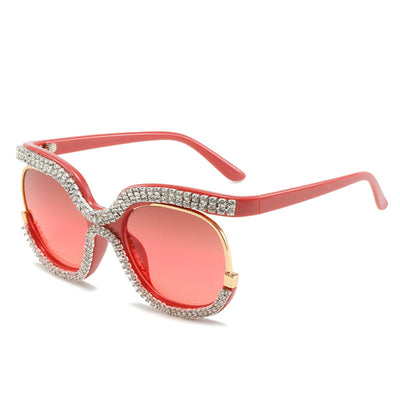 Diamond Bling Women Brown Pink Sunglasses