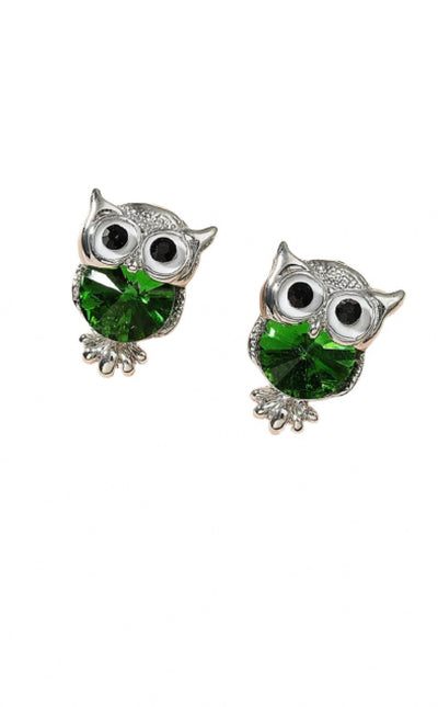 Women Owl Design Fuchsia Stud Earring