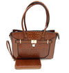 Alicia Two-Piece PU Leather Brown Tote Handbag set