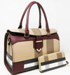 Inspired Two-Piece Burgandy Beige Handbag Set