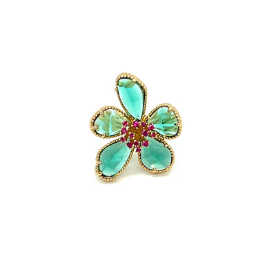 Precious Green Flower Design Ring