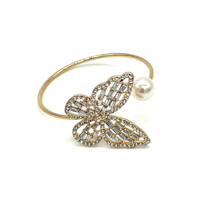 Wing Clear Stone Gold-Plated Charm Bracelet