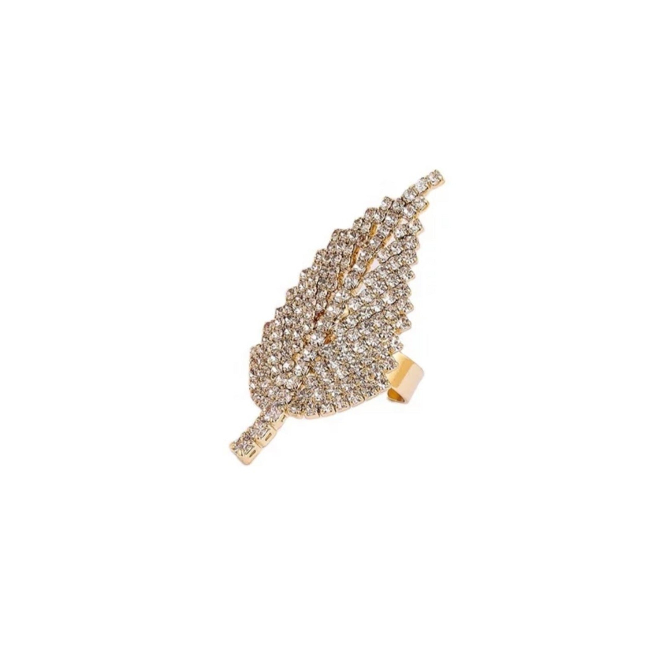 Elegant Rhinestone Size Adjustable Leaf Design Ring – VEE MICHAELSON ...