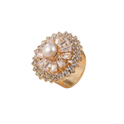 Cluster Pearl Gold-plated Flower Ring