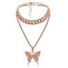 Pink Color Butterfly Pendant Choker Necklace