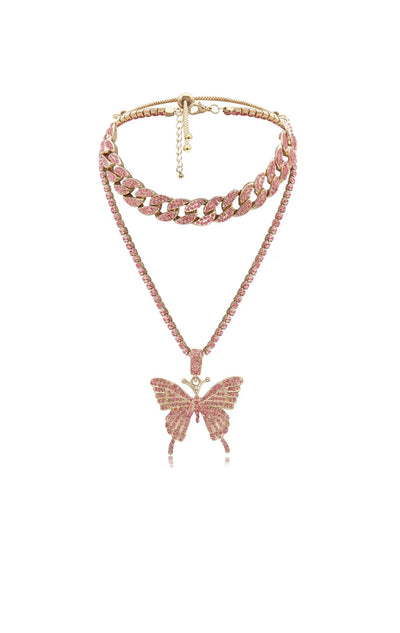 Gold Plated Butterfly Pendant Choker Necklace