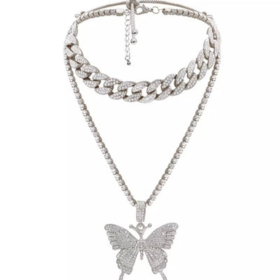 Silver Plated Butterfly Choker Necklace