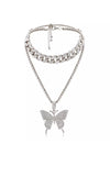 Gold Plated Butterfly Pendant Choker Necklace