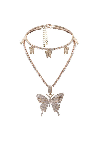 Flyer Silver Plated Butterfly Choker Necklace