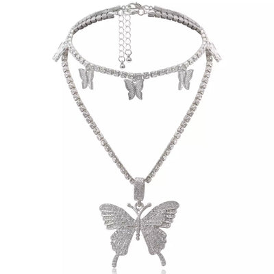 Flyer Silver Plated Butterfly Choker Necklace