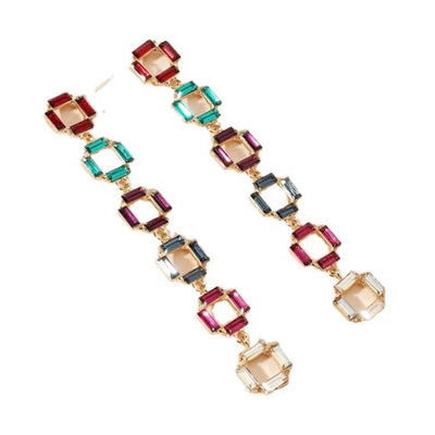 Multicolored Square Shape Drop Earring