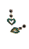 Women Heart Shape Green Crystal Stone Earring