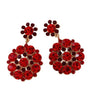 Women Red Crystal Stone Dangle Flower Earring