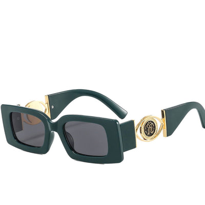 Shield Women Green Gold Luxury Design Sunglasses