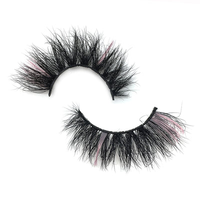 Exquisite MC 10+2 Pink 16-19mm 3D Mink Colored Lashes