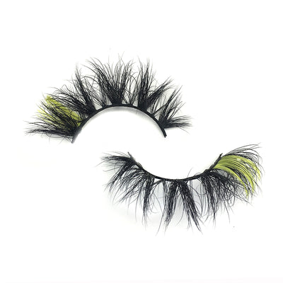 One Love MC 16+Yellow 16-19 mm 3D Mink Colored Lashes - VEE