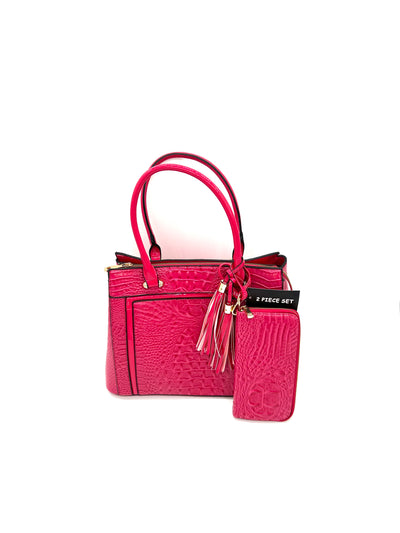 Tara Two-Piece PU Leather Red Tote Handbag Set