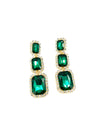 Women Green Square Crystal Stone Drop Earring