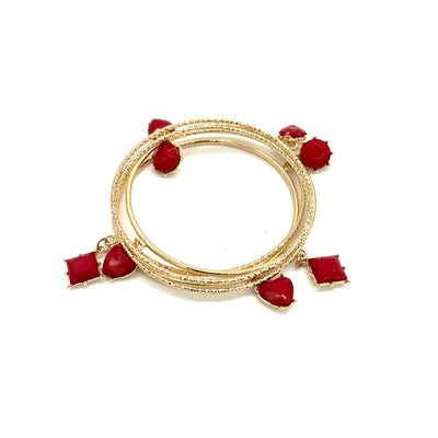 Red Gold-Plated charm Bracelet Set