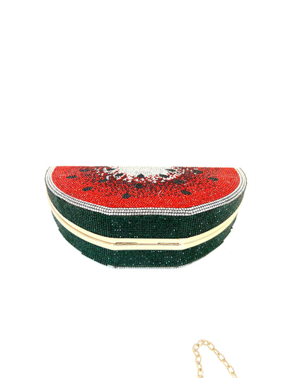 Seeded Watermelon Rhinestone Evening Purse