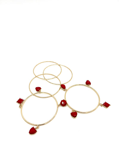 Red Gold-Plated charm Bracelet Set