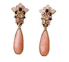 Women Pink Nature Stone Water Drop Earring