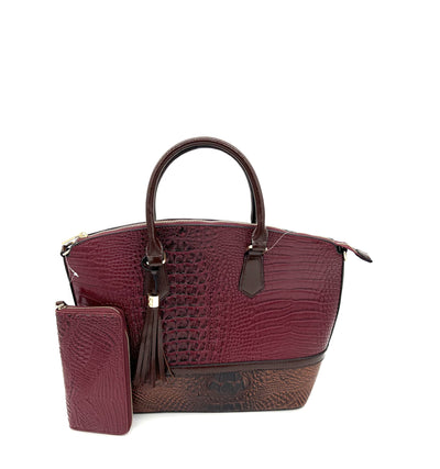 Amber Two-Piece PU Leather Wine Tote Handbag Set