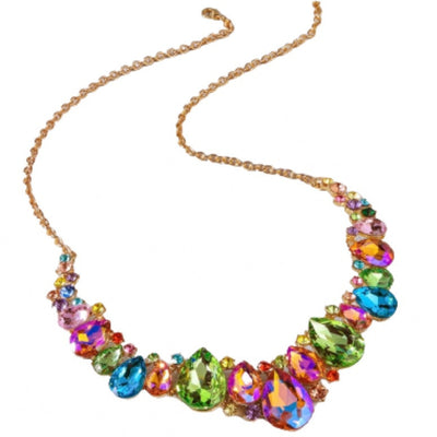 Women Multi Color Stone Crystal Pendant Necklace