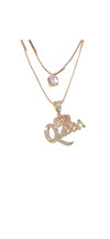 Crystal Stone Queen Pendant Gold Plated Layered Necklace