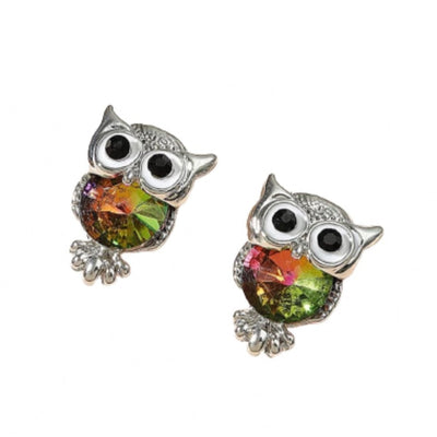 Women Night Owl AB Green Stud Earring