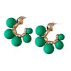 Women Green Pearl Hoop Earring