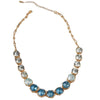 Women Gold Plated Blue Round Necklace