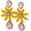 Women Crystal Stone Yellow Flower Drop Earring