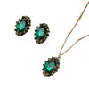 Green Crystal Stone Necklace Earring Set