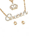 Queen Crown Pendant Necklace Earring Set