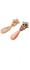 Women Pink Nature Stone Water Drop Earring