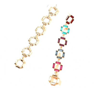 Multicolored Square Shape Drop Earring