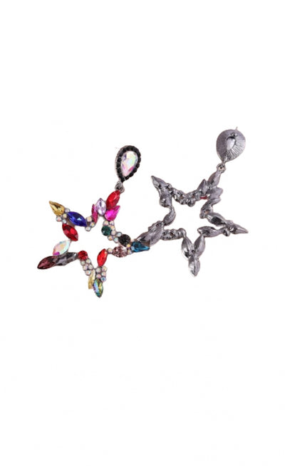 Women Multicolor Crystal Stone Star Earring